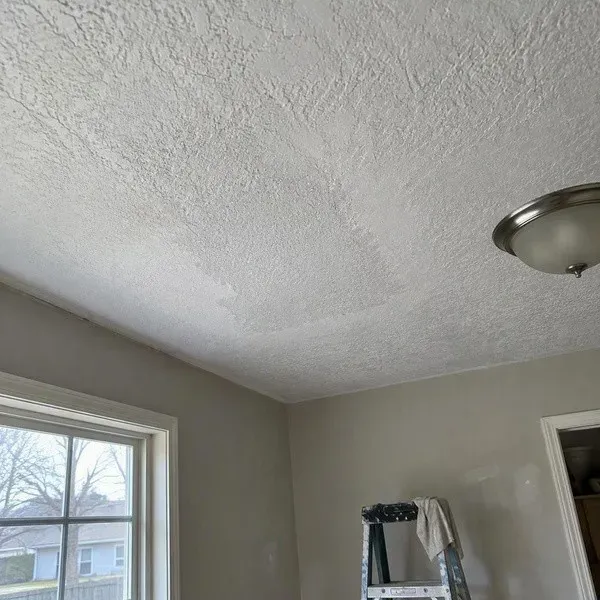 Ceiling texture matched across a repaired area
